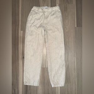 Zara Kids Size 10 Adjustable Casual Khaki Color Linen Styled Pants